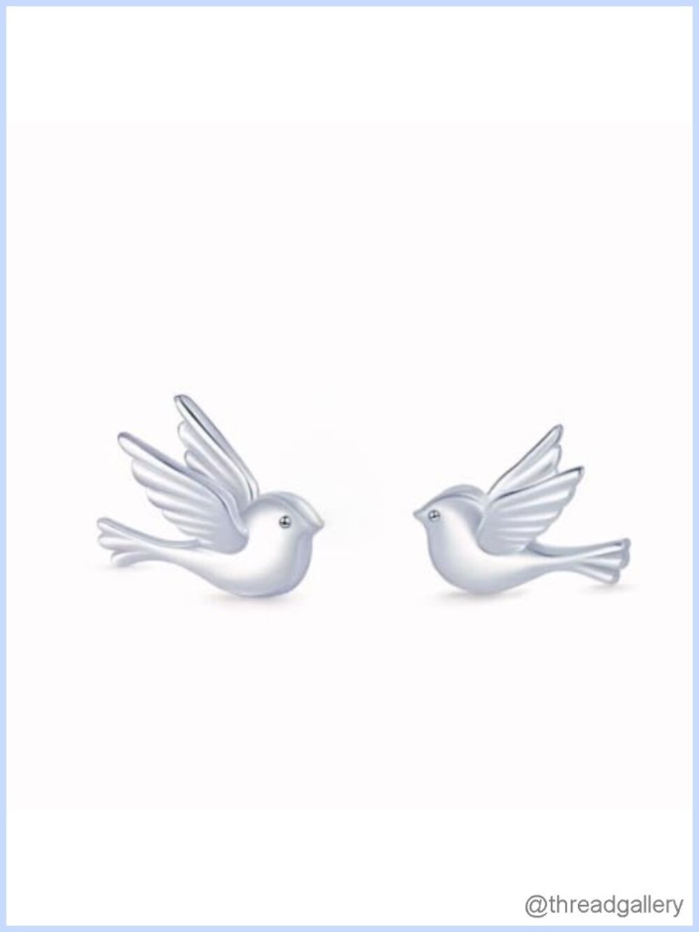 925 Sterling Silver Dove Bird Stud Earrings Push Back